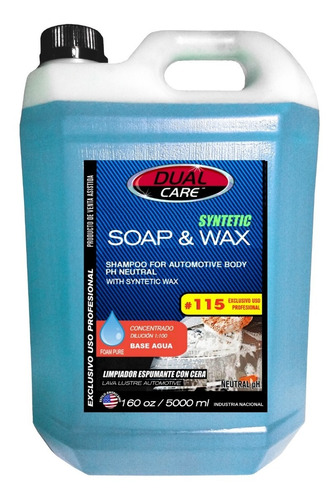Imagen 1 de 10 de Limpiador Soap & Wax Sintética 5 L Concentrado 1:100