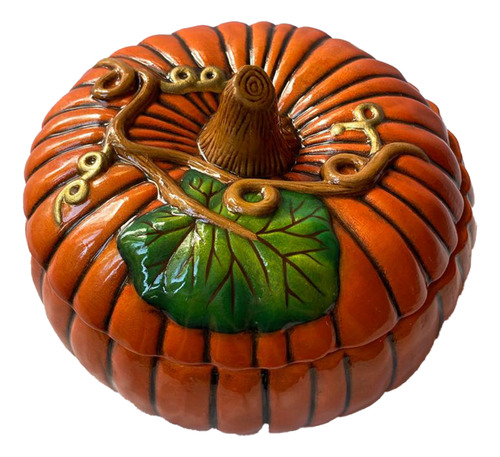 Bombonera De Cerámica En Forma De Calabaza De Halloween