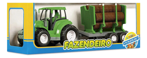 Brinquedo Trator Fazendeiro Com Toras - Poliplac 5955