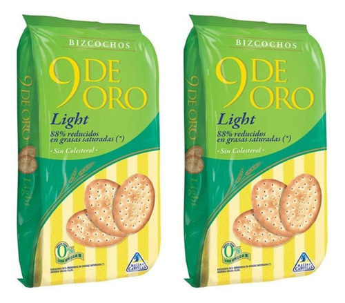 Bizcocho Light 9 De Oro Sin Colesterol 200g Pack X2u