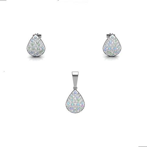 Dije Y Aretes De Plata 925 Cristal Mujer Agálea Joyería