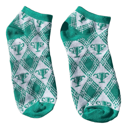 Medias Para Jugar Al Golf, Medias Con Motivos De Golf Verde Con Copa Trofeos 36-40