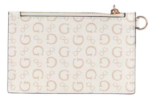 Guess Factory Tarjetero Card Case Saffron Con Muñequera Color Beige Diseño De La Tela Liso