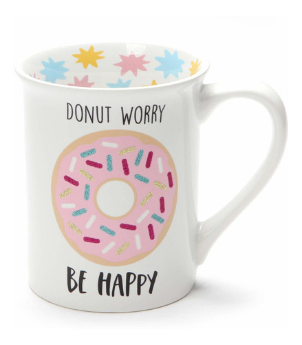 Enesco Our Name Is Mud Donut Worry Be Happy 16 Onza Taza Gr