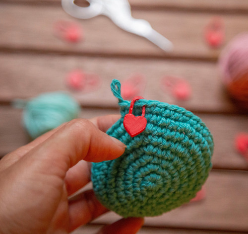 Marcador Puntos Crochet Tejido Corazon Candado X 25 Unidades Rojo