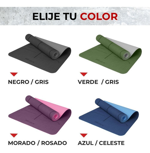 Imagen 6 de 8 de Mat Yoga Colchoneta Eco 8mm Doble Color Guías +bolso +correa