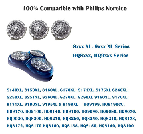 Cabezales De Repuesto Hq9 Para Afeitora Philips Speed Xl S