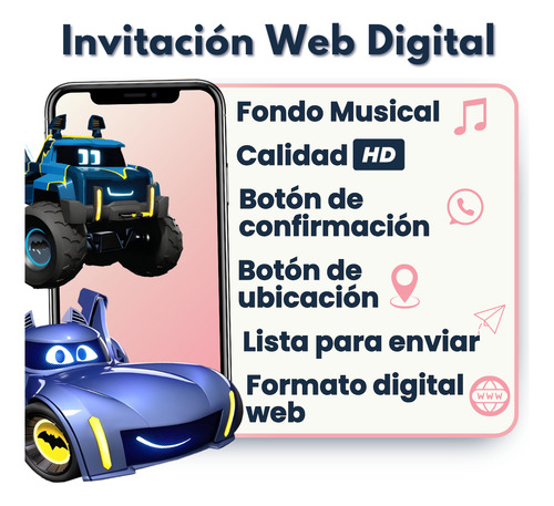 Invitación Digital Web Interactiva Animada Batwheels