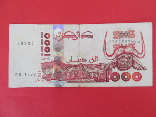 Antiguo Billete Africa Banco De Argelia 1.000 Dinares Escaso