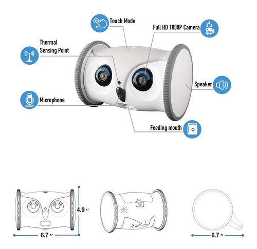 Imagen 6 de 6 de Skymee Del Robot Del Búho: Cámara Móvil Full Hd Con Mascotas