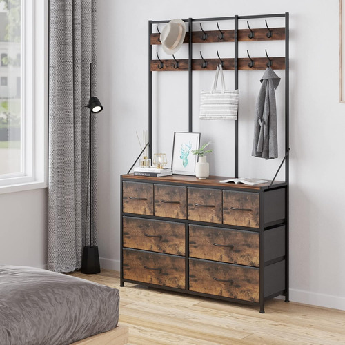 Armario Closet Ropero Portátil Minimalista Con 8 Cajones Marrón