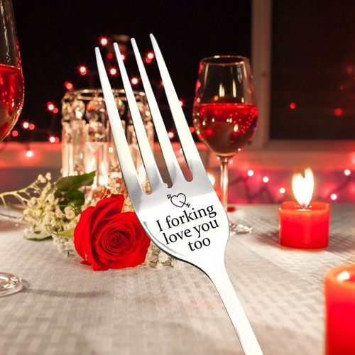 Tenedor Y Cuchara Grabados En Forma De «i Forking Love You»