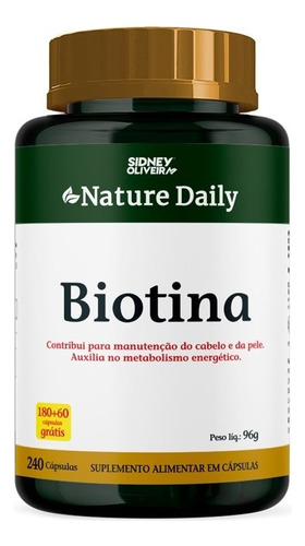 Biotina Manutenção Cabelo Pele Sidney Oliveira 240 Cápsulas Sabor Nao