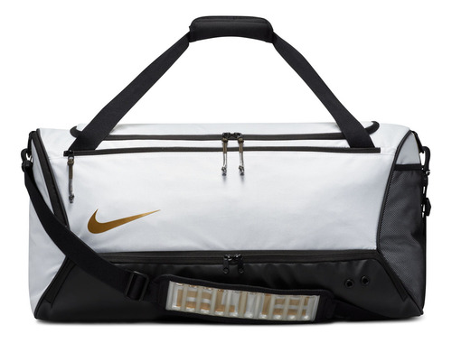 Maleta De Entrenamiento (57l) Nike Hoops Elite Dx9789-100 Color BLANCO/NEGRO/ORO METALIZADO
