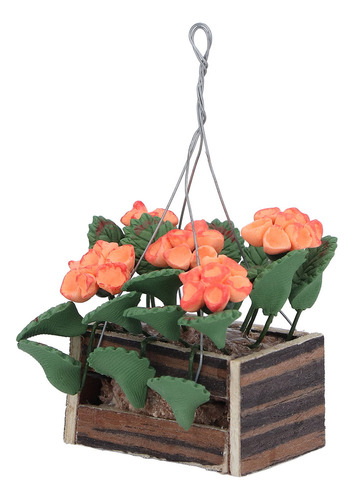 De Decoración De Cesta De Flores Colgante En Miniatura 1:12
