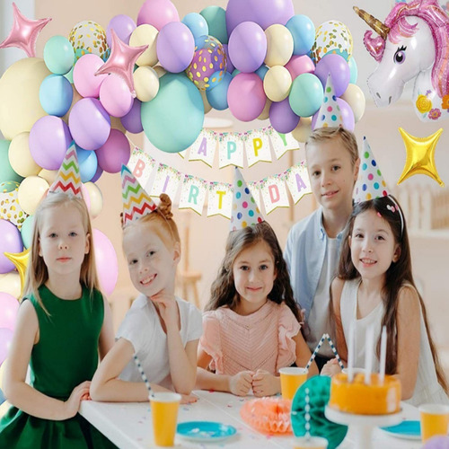 Guirnalda Con Unicornios Globos De Cumpleaños Decoración