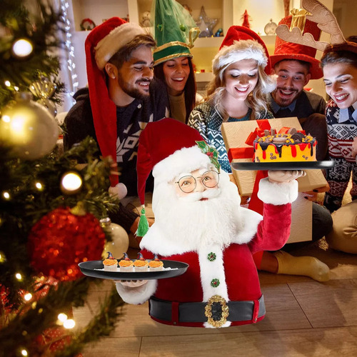 Figura De Natal Com Estátuas De Papai Noel Com Bandeja Para