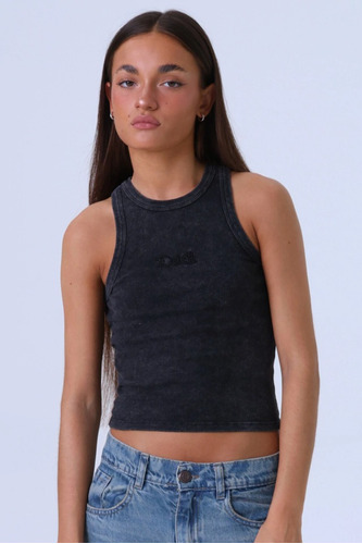 Musculosa Tank Top Lavado Stone Wash Dark Bordada De Morley