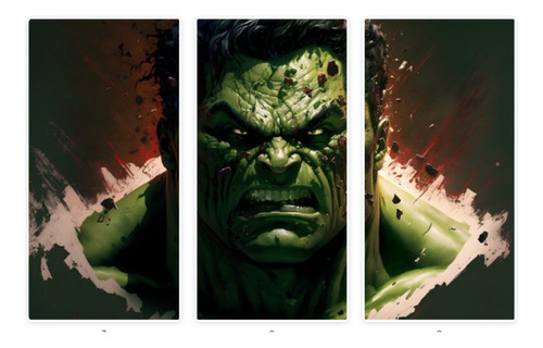 Cuadro Decorativo Tríptico 120x80cm Hulk 