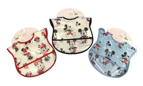 Babero Impermeable Para Bebes Con Diseño De Minnie Y Mickey 