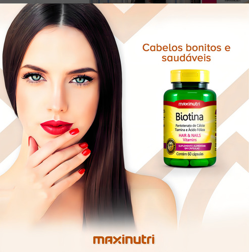 Kit 02 Biotina saúde da pele unhas cabelos 60 caps Maxinutri