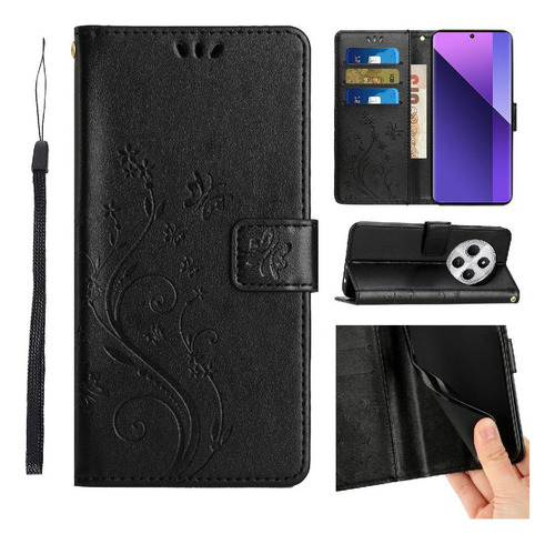 Funda Flip For Xiaomi Redmi 14c Kickstand Correa De Muñeca