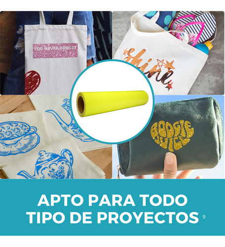 Vinilo Textil Termotransferible Rollo De 0.50x25 Mts Flex Pvc Color Amarillo Neon Espesor 220 Micrones Matte Pu Resistente Al Agua Marca Global Electronics