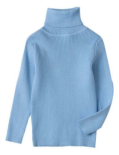 Suéter De Punto Con Cuello Alto Tops Para Niños, Suave, Liso