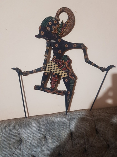 Antiguo Titere De Sombra Javanes De Indonesia Wayang Kulit 