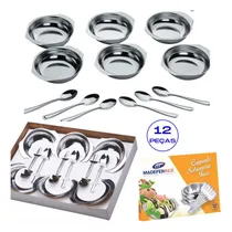 Comprar Conjunto Jogo Tigelas Com Colheres Inox Para Sobremesa 12pçs