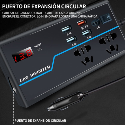 Inversor Corriente Para Auto 200w Soporta Sistemas 12v A 24v