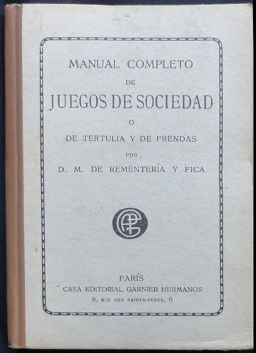 Manual Completo De Juegos De Sociedad. D  Rementeria 48n 145