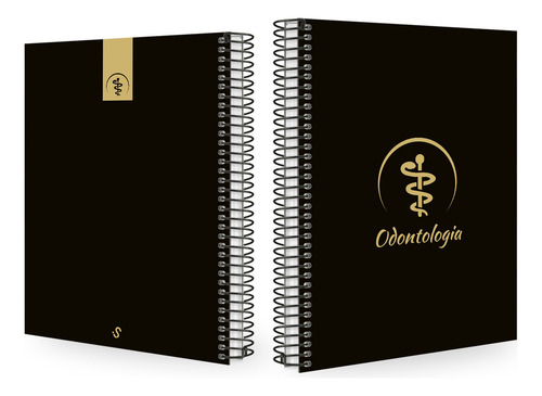 Caderno Universitário Profissões Preto E Gold 320 Folhas Cor Odontologia