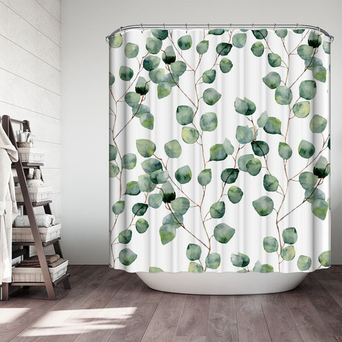 Cortinas De Baño Cortina De Ducha Patrón De Hojas 180x180cm