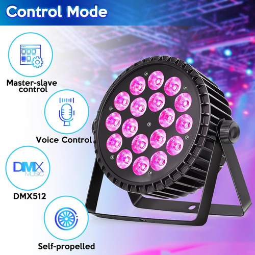 Luces De Escenario Led Par Can, 18 X 12 W, Rgbw, 4 En 1, Dj