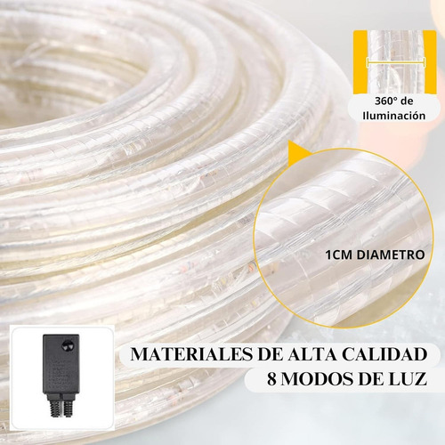Manguera De Luz Led Luxvi 10m 8 Modos 200 Leds Ip65 Paq 4pzs Luces Multicolor