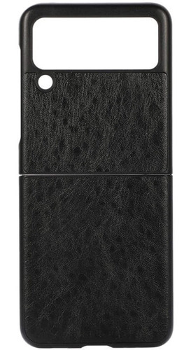 Capa Capinha Galaxy Z Flip 3 Tipo Leather Luxo Case Impacto Cor Preta Liso