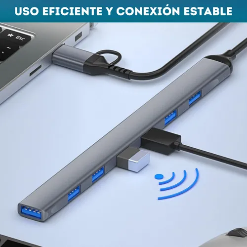 Hub Multipuertos 7 Puertos Usb 3.0 Salida Usb-c/usb Aluminio