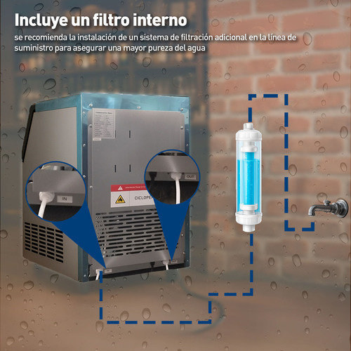 Maquina Para Hacer Hielo Con Pantalla Led Capacidad 50 Kg Color Plateado