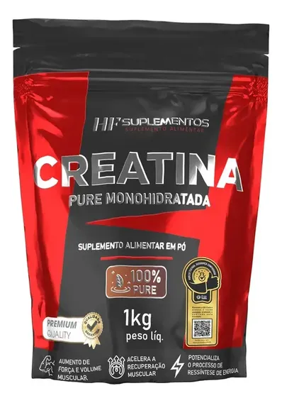 Creatina Em Pó Ultra 3g Pura HF Suplementos Sem Sabor 1kg