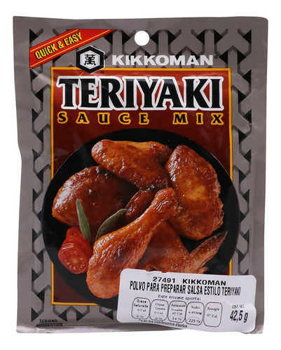 5 Pack Sazonador Teriyaki Para Arroz Frito Kikkoman 42.5 Grs