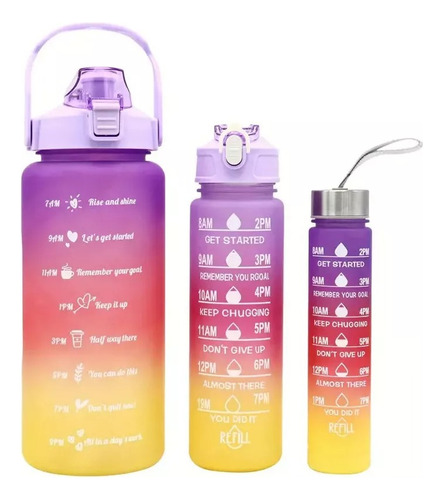 Botellas De Agua Motivacionales Kit: 2litros 900ml 500ml 