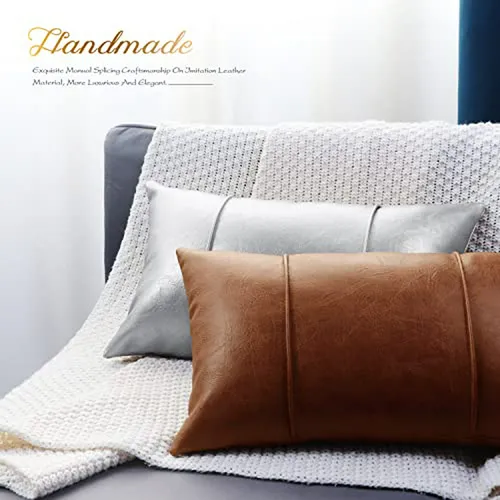 Funda De Cojín De Cuero Marrón Brawarm 12x20 Pulgadas - Deco