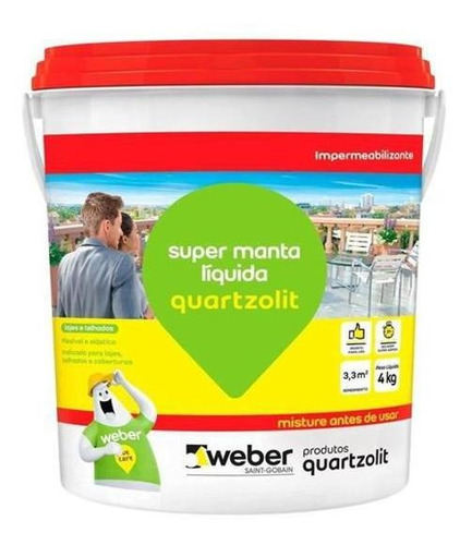 Manta Líquida Impermeabilizante Quartzolit 4kg - Cinza