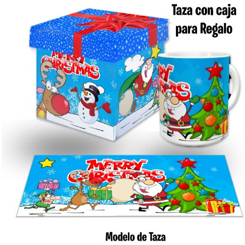 Taza Y Estuche Madera, Santa Claus Navidad, Con Envio