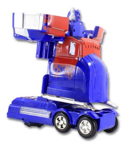 Caminhão Transformers Optmus Prime Vira Robo Bate E Volta Cor Azul