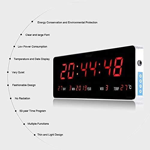 Jeffergarden Inicio Reloj De Pared Digital Reloj De Pared Con Reloj Digital Reloj De Pared De Temperatura Y Reloj 110-240v (36 * 13 * 3cm-calendario Temperatura Semana)