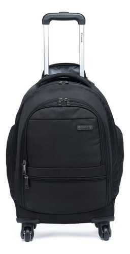Mochila Executiva De Rodinhas Espaçosa Reforçada Trabalho Cor Preto 2 Desenho Do Tecido Liso