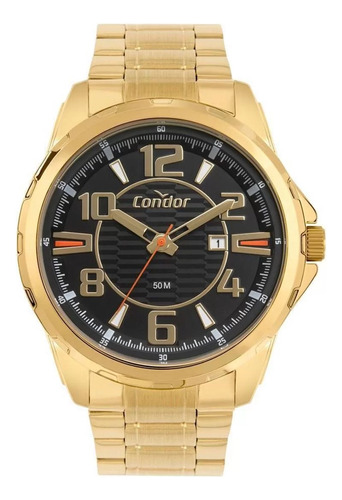 Relógio Condor Masculino Dourado Com Pulseira Em Aço Inoxidável