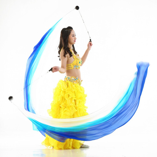 2x Set De Bolas De Poi Con Velo De Seda Para Danza Del 2x Set De Bolas De Poi Con Velo De Seda Para Danza Del